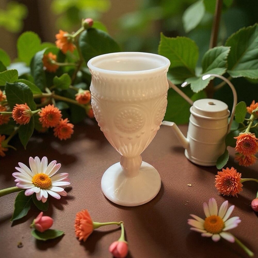 The Pioneer Woman Adeline Snow Goblet Tumbler Chalice Milk Glass White 12 oz